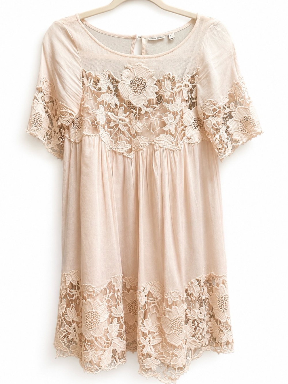 Anthro Holding Horses Magnolia Lace Dress 2 Peach Cream W Slip Poetcore